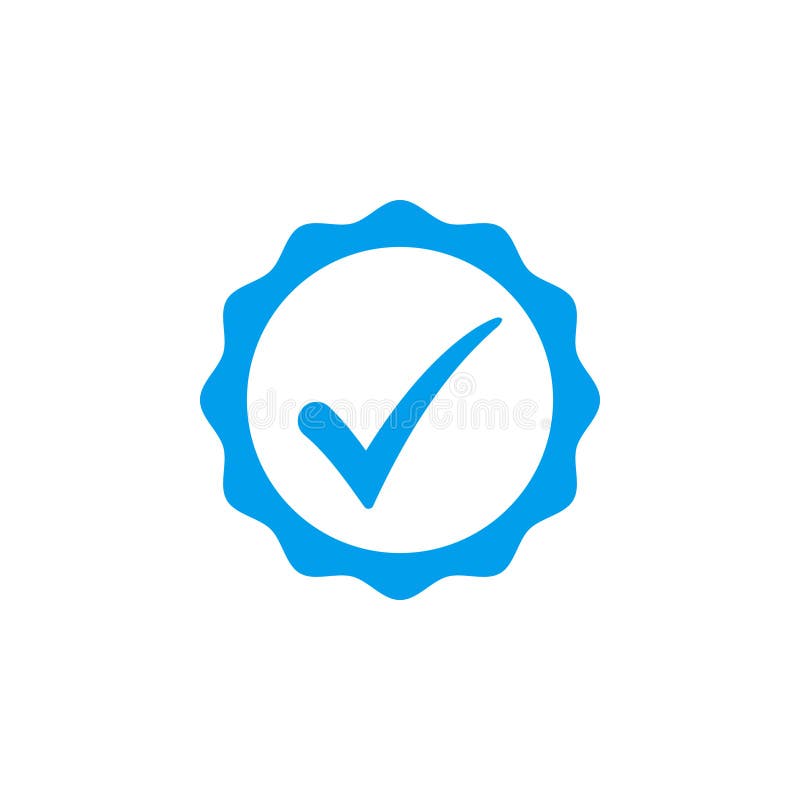 Blue Check Mark Icon Vector Design, Profile Verified Badge Stock Vector