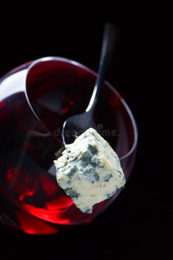 Blue Cheese and Glass of Red Wine . Stock Image Image of organic