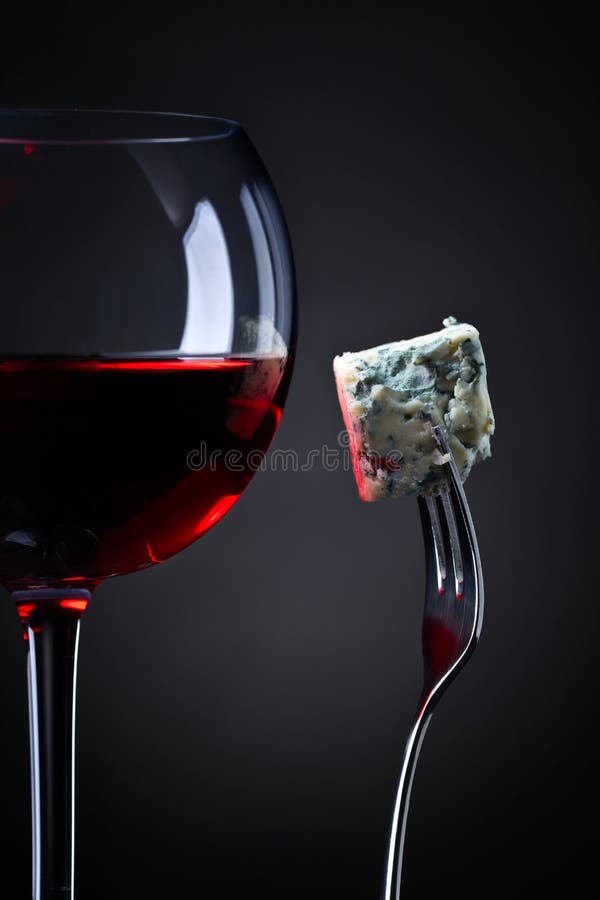 Blue Cheese and Glass of Red Wine . Stock Photo Image of delicatessen
