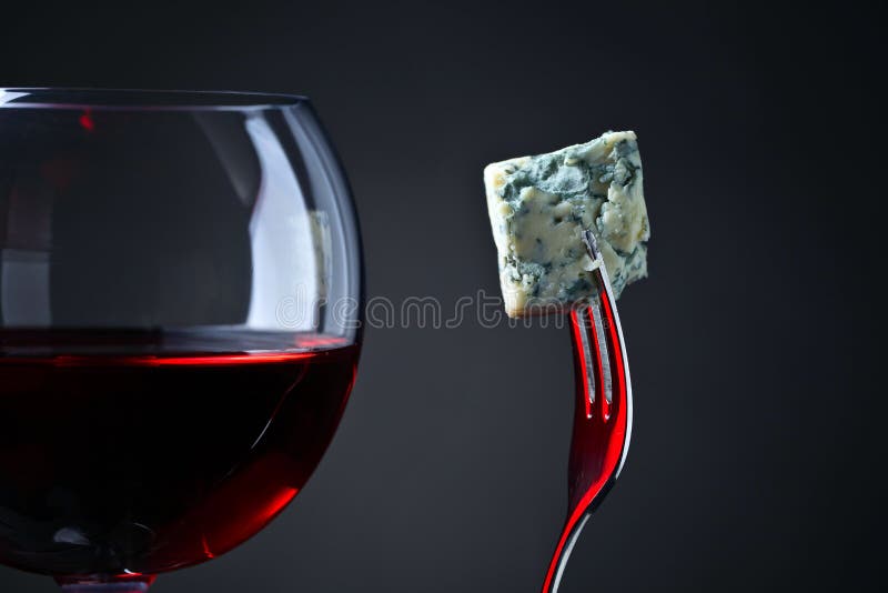 Blue Cheese and Glass of Red Wine . Stock Image Image of fresh, black