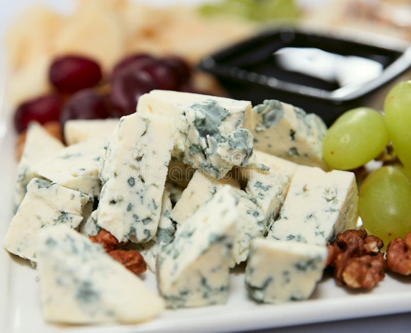 Blue Cheese with Grapes and Nuts Stock Image Image of italian