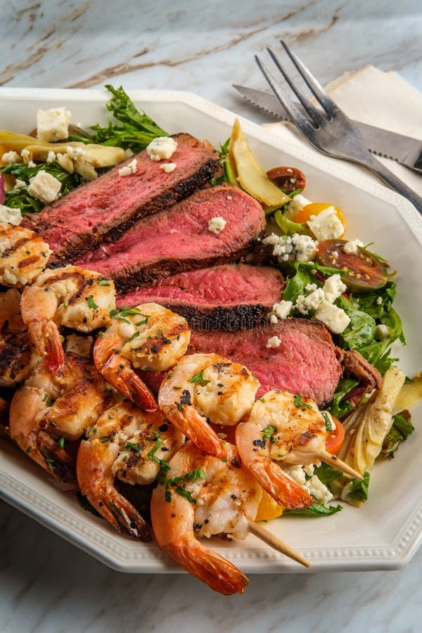 Surf and Turf Salad stock photo. Image of onion, dinner - 217223714