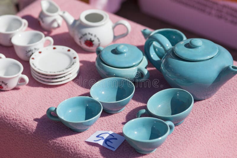 Blue china tea set on sale