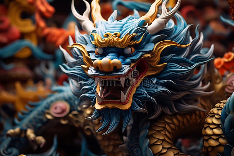 Blue Chinese Dragon Symbol of 2024. Chinese New Year Stock Image