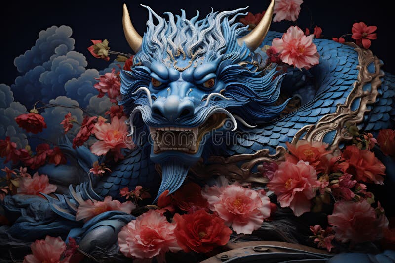 Blue Chinese Dragon Symbol of 2024. Chinese New Year Stock Image