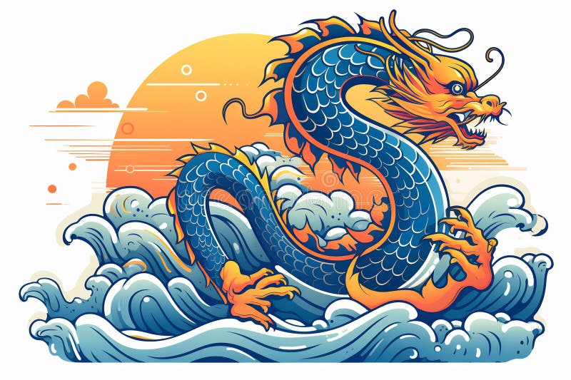Blue Chinese Dragon Symbol of 2024. Chinese New Year Stock Image