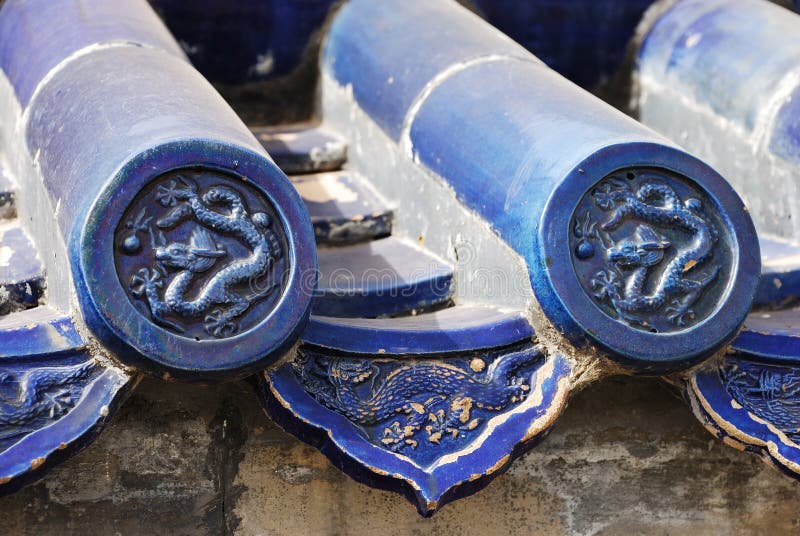 Blue Chinese Roof Tiles stock image. Image of dragon, temple 5470799