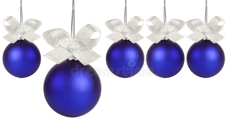 Blue christmas ball with silver ribbon