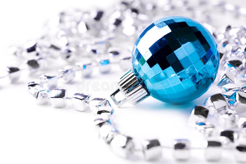 Blue Christmas bauble with silver decoration