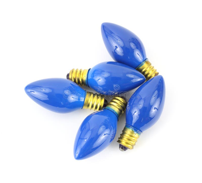 Blue Christmas light bulbs stock photo. Image of metal 16508064