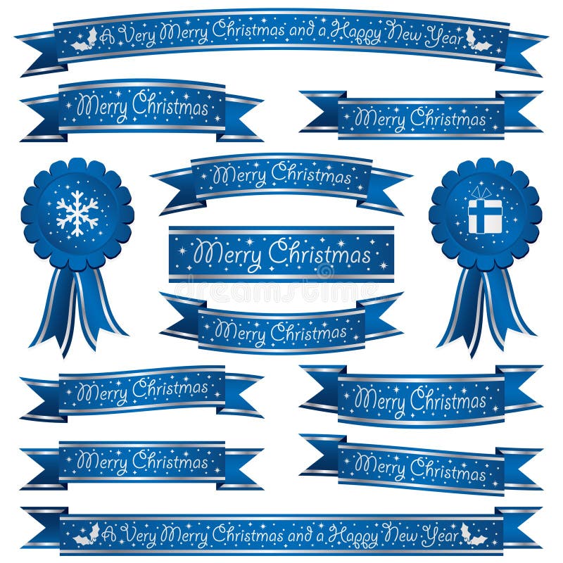 Blue christmas ribbons stock vector. Illustration of rosette 47078687