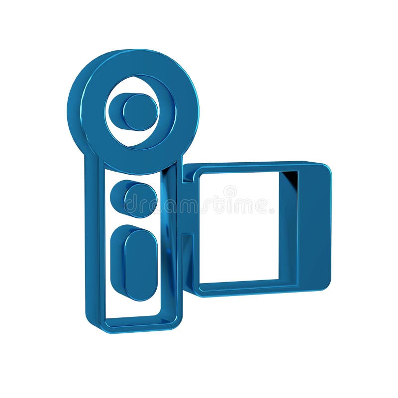 Blue Cinema camera icon isolated on transparent background. Video camera. Movie sign. Film projector. .