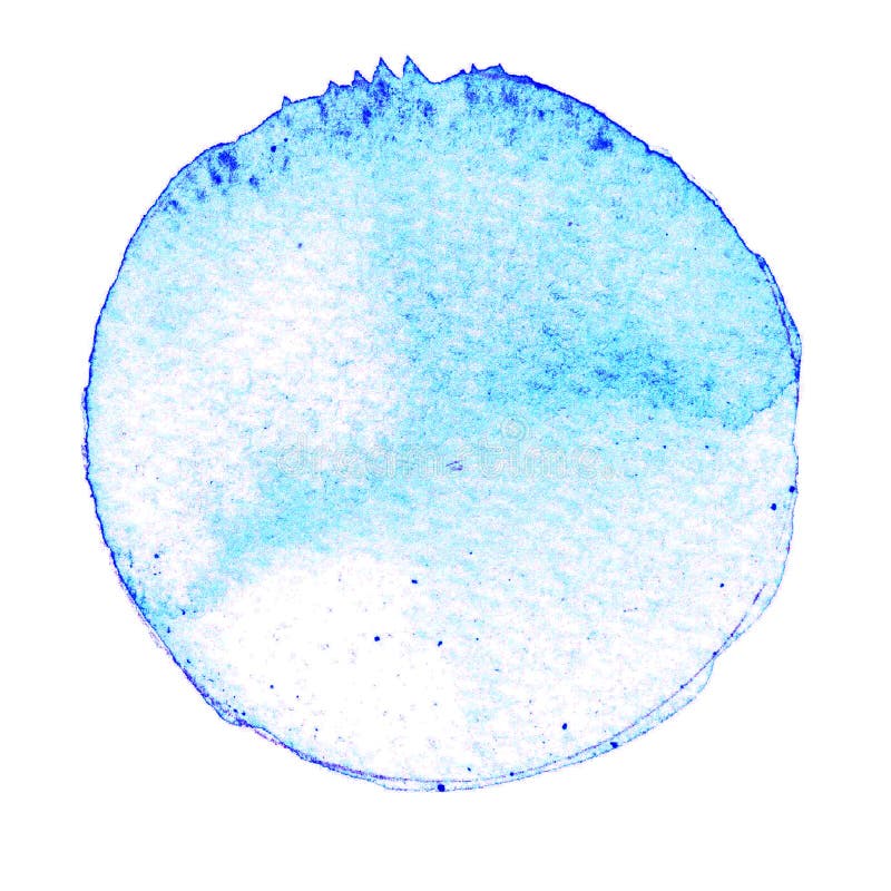 Blue Circle Painted With Watercolors Isolated On A White Background
