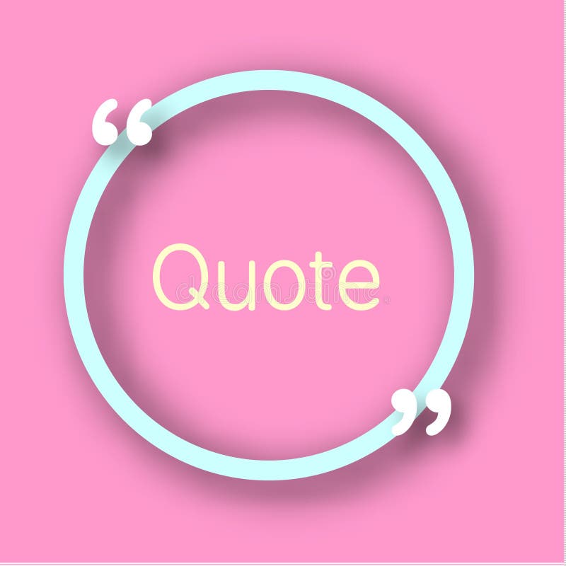 Blue circle shape paper Frame with commas for your text. Quote bubble in realistic style on bright pink background. Design templat stock illustration Blue circle shape paper Frame with commas for your text. Quote bubble in realistic style on bright pink background. Design templat stock illustration