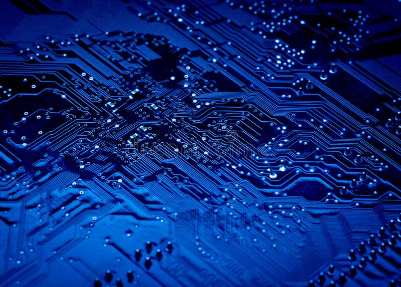 Blue circuit board background of computer