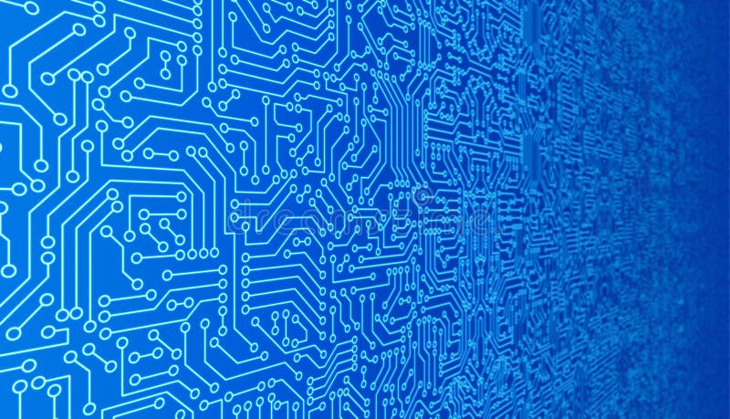 Blue circuit board pattern texture. High-tech background in digital computer technology concept. 3d abstract illustration. royalty free illustration