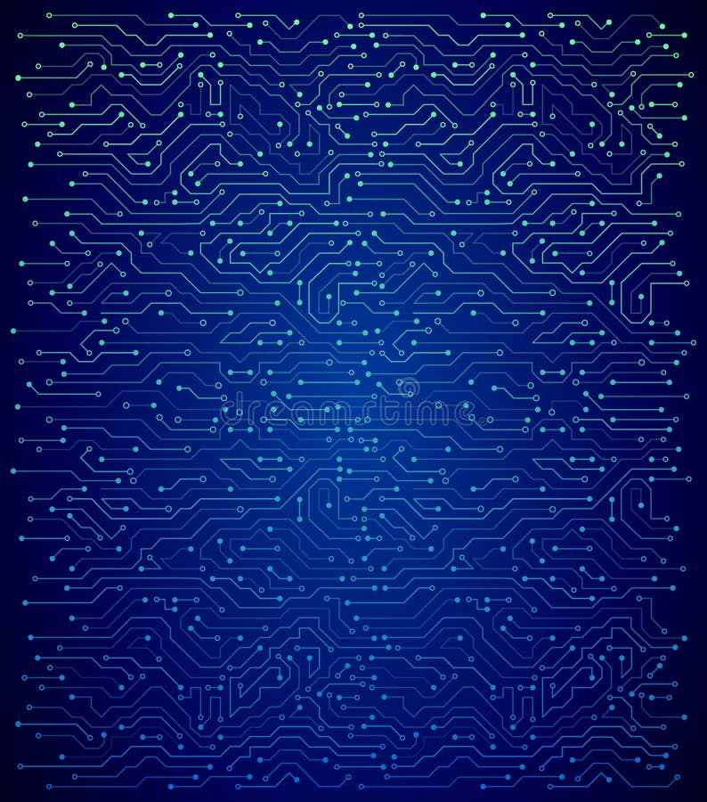 Blue Circuit Board Vector Illustration. Stock Vector Illustration of