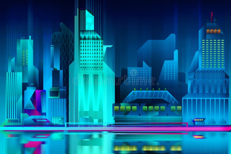 Blue city background stock illustration. Illustration of illuminated -  98650247