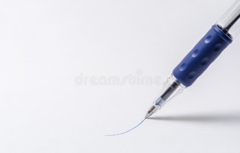 Blue classical gel pen writing on a sheet of paper. White background. Back to school. Business concept. Stationery. Transparent royalty free stock images Blue classical gel pen writing on a sheet of paper. White background. Back to school. Business concept. Stationery. Transparent royalty free stock images
