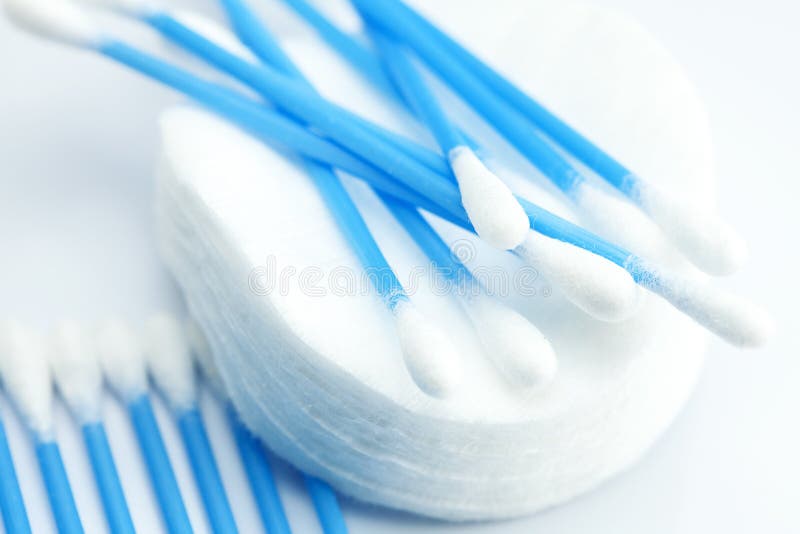 Blue Cleaning Brush and Cotton Pads Stock Photo Image of earwax