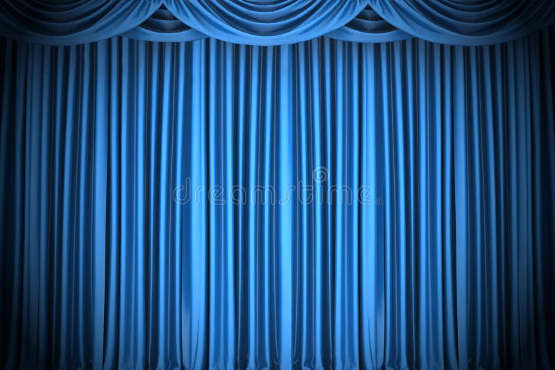 Blue Closed the Curtain. 3d Illustration Stock Illustration