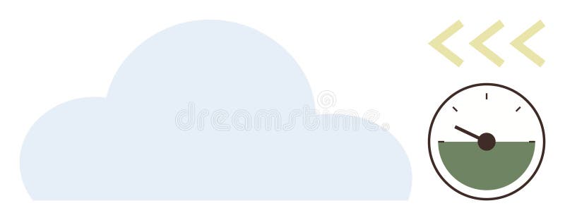 Cloud and Timer Indicating Speed, Efficiency, and Time Management Concept vector illustration