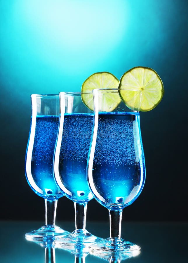Blue Cocktail In Glasses With Lime Stock Image Image of cosmopolitan