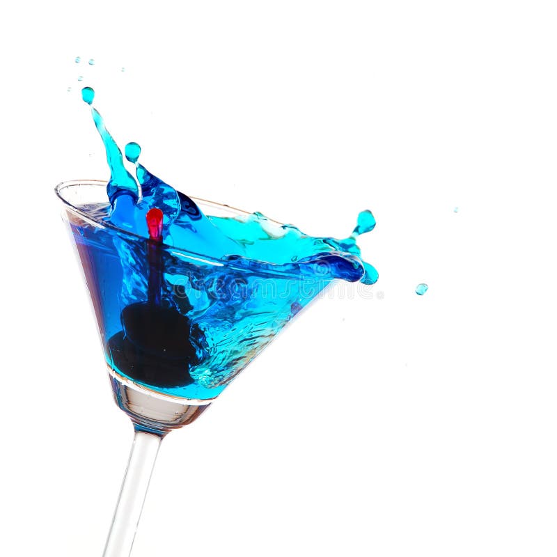 Blue cocktail splashing stock image. Image of isolated - 17822081