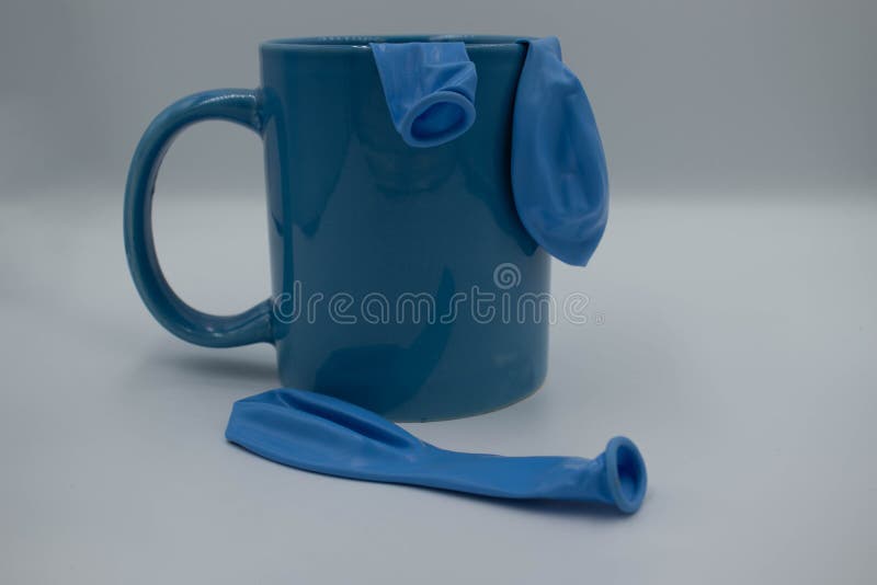 A Blue Coffee Cup with Blue Balloons, an Ideal Concept for Blue Monday