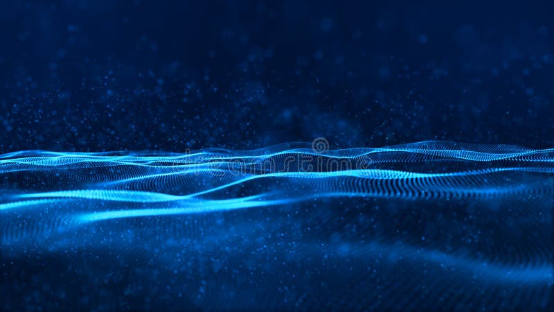 Blue color digital particles wave flow cyberspace abstract technology background concept vector illustration