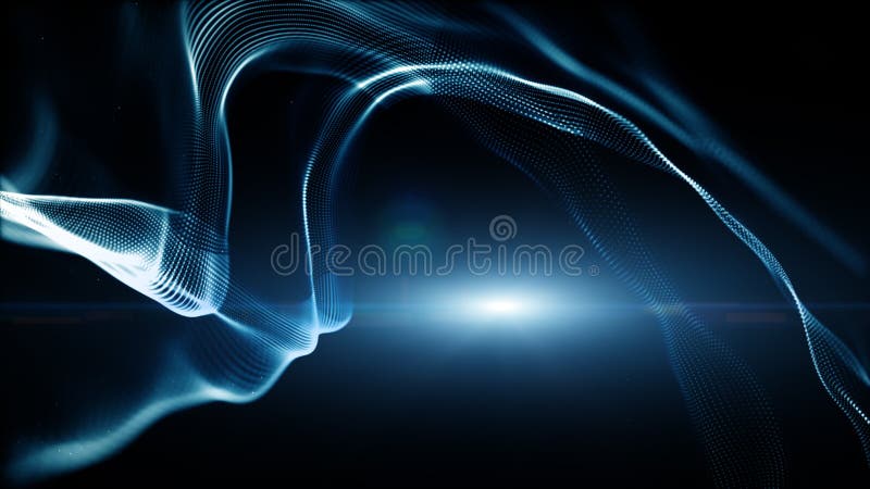 Blue color digital particles wave flow and lighting. Technology abstract background concept. with copy space vector illustration