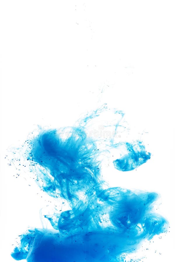 Blue Color Flowing in Smoke Forms, Smooth Abstract Acrylic Paint Stock