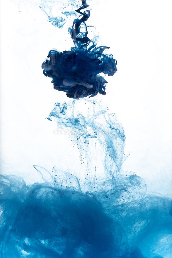 Blue Color Flowing in Smoke Forms, Smooth Abstract Acrylic Paint Stock
