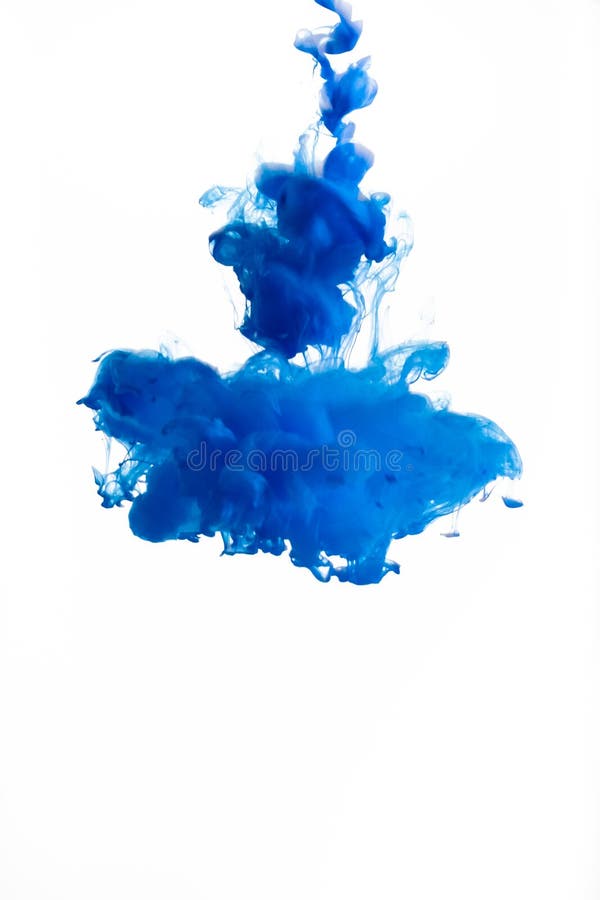 Blue Color Flowing in Smoke Forms, Smooth Abstract Moving by Acrylic