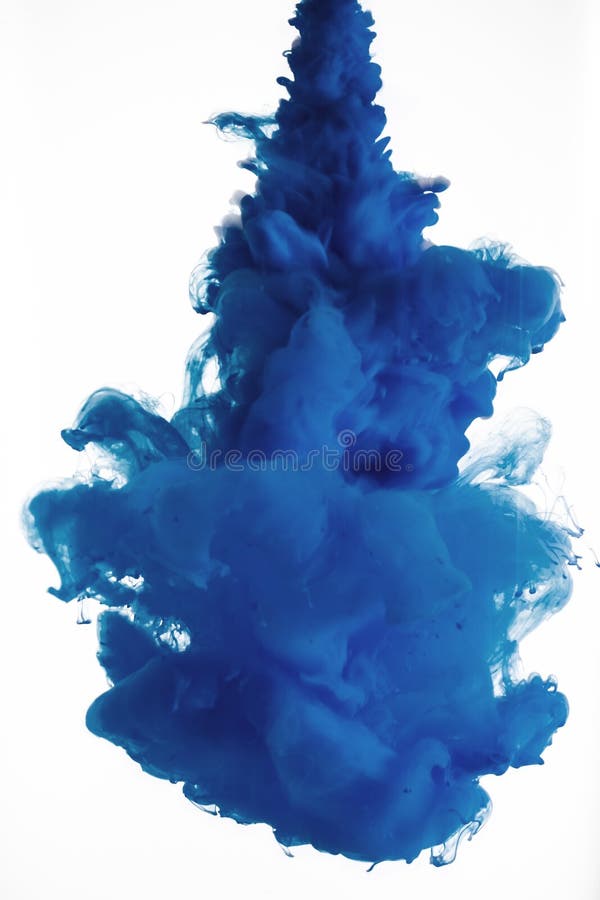 Blue Color Flowing in Smoke Forms, Smooth Abstract Moving by Acrylic