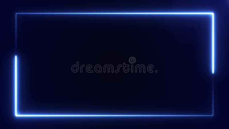Blue Color Neon Frame at the Screen Edge on Black Background. 3D Rendering  4k Video. Stock Illustration - Illustration of background, door: 154832387