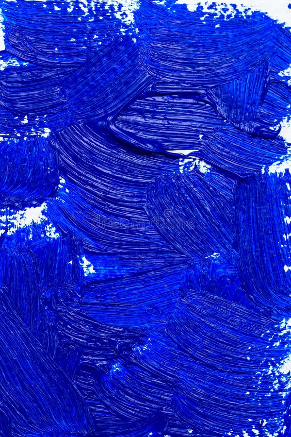 Blue Color 2020. Oil Paint Strokes on White Background. Art Background