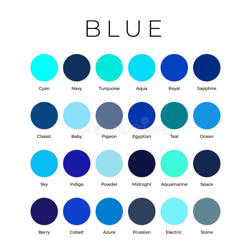 Blue Color Shades Swatches Palette with Names Stock Vector - Illustration  of color, chart: 257782109