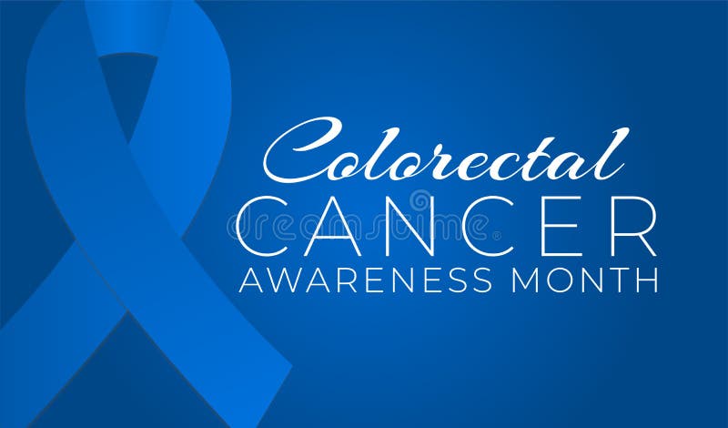 Colorectal Cancer Awareness Month Banner With Dark Blue Ribbon Loop ...