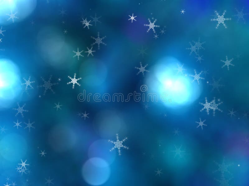 Blue colored christmas background with Christmas tree branch in green.