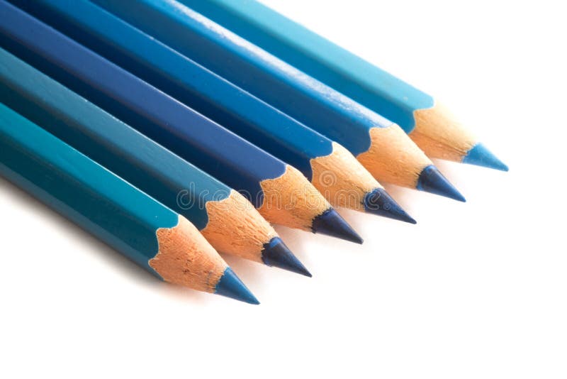 Blue Colored Pencils stock image. Image of close, isolated 61157905