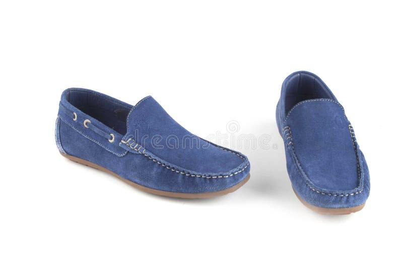 Blue colour leather shoes stock photo. Image of loafers - 50592382