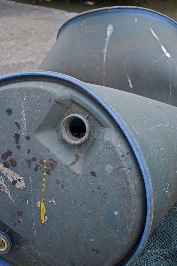 Old plastic drum stock photo. Image of blue, material 262254696