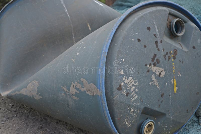 Old plastic drum stock photo. Image of empty, blue, waste 262254704