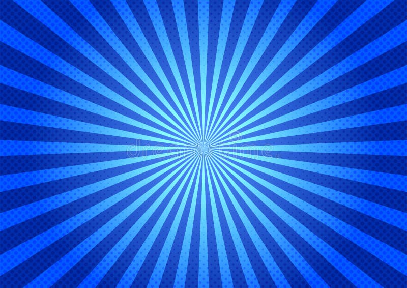 Blue Comic Background with Zoom Effect and Halftone Dots Pattern vector illustration