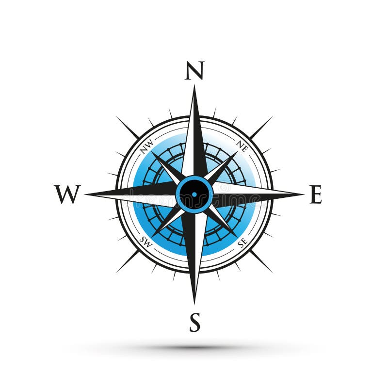 Cute blue compass cartoon Royalty Free Vector Image