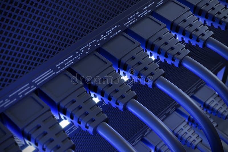 Blue Connection Lan Wires Communication Concept Stock Illustration