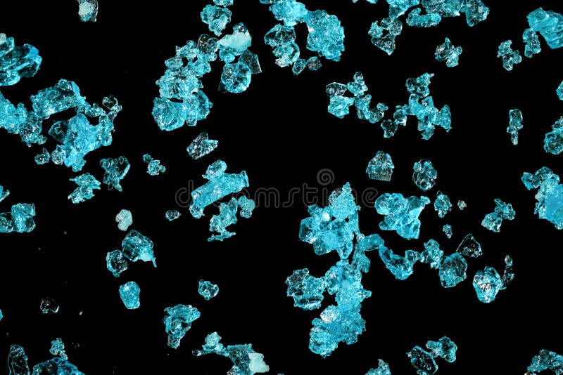Blue Copper Sulphate Crystals Under 4x Microscope Magnification Image