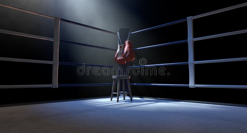 Boxing Corner And Boxing Gloves stock illustration