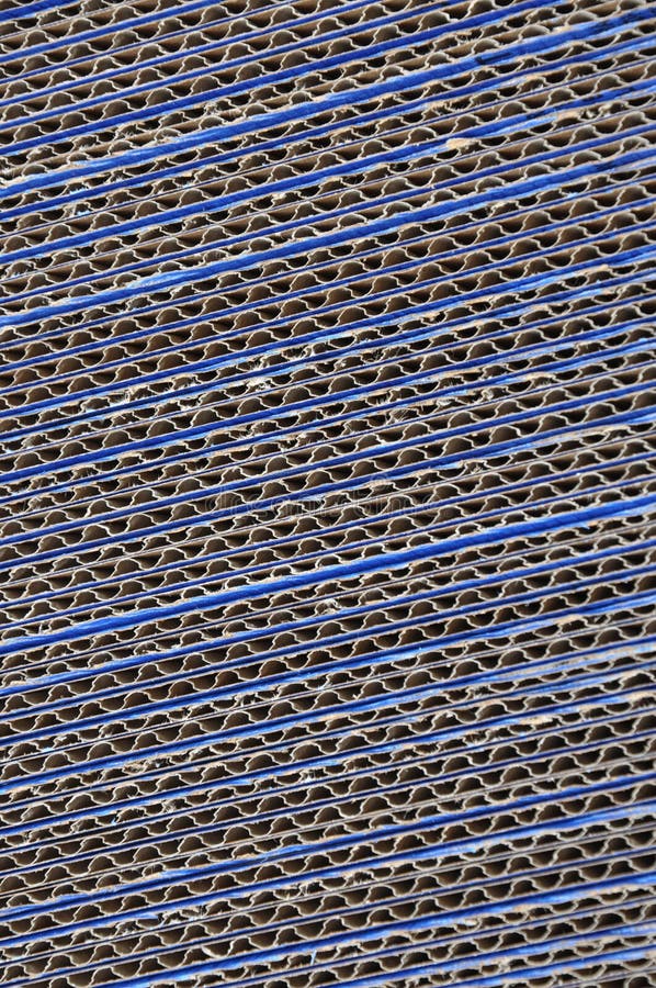 Blue Corrugated Cardboard Stacked Stock Image Image of navy, macro